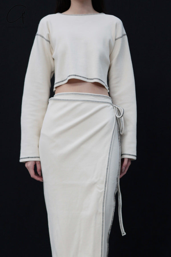 BASERANGE cotton and linen ribbed top FLGTO-RIB-SP24 undyed